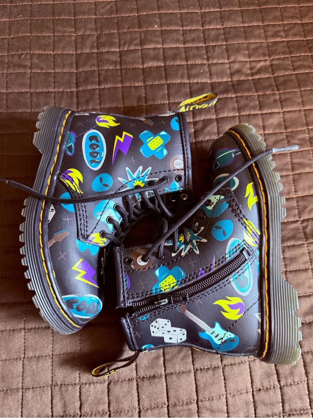 Dr. Martens Black Space Graphic Boots toddler 9